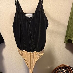 Wayf Black and Tan Bodysuit